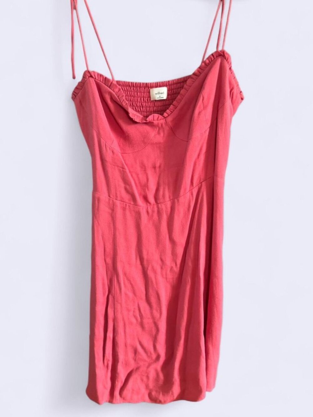 Aritzia Wilfred Pink and Red Linen Mini Dress Size 10